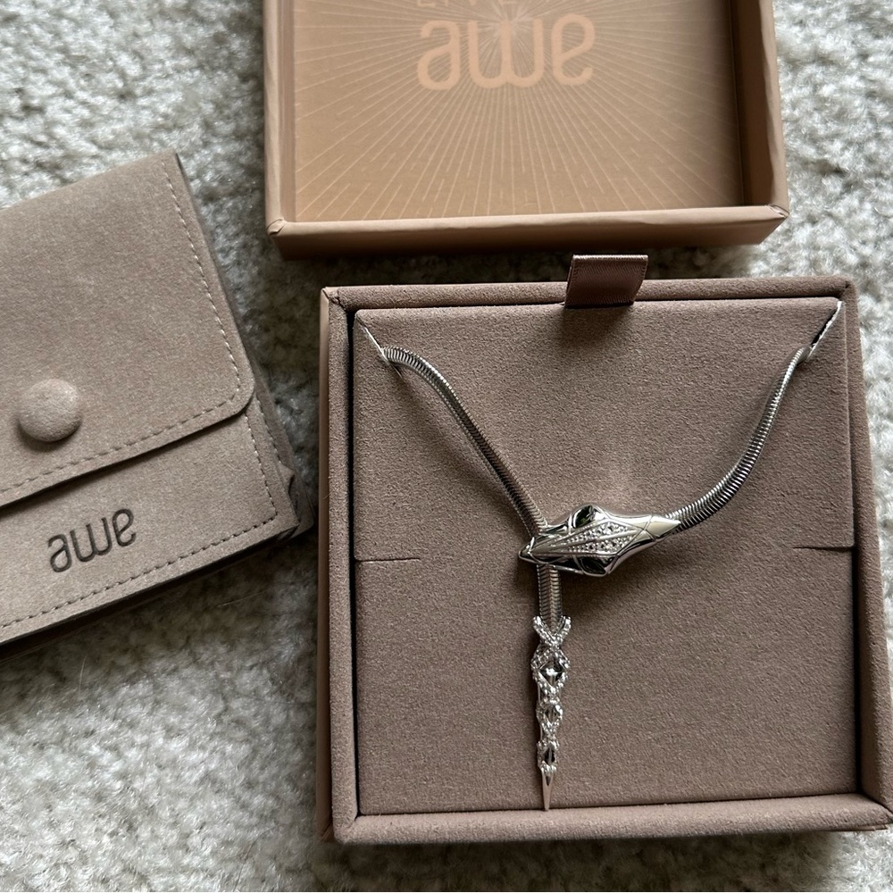 Awe Inspired Sterling Silver Snake Lariat necklace